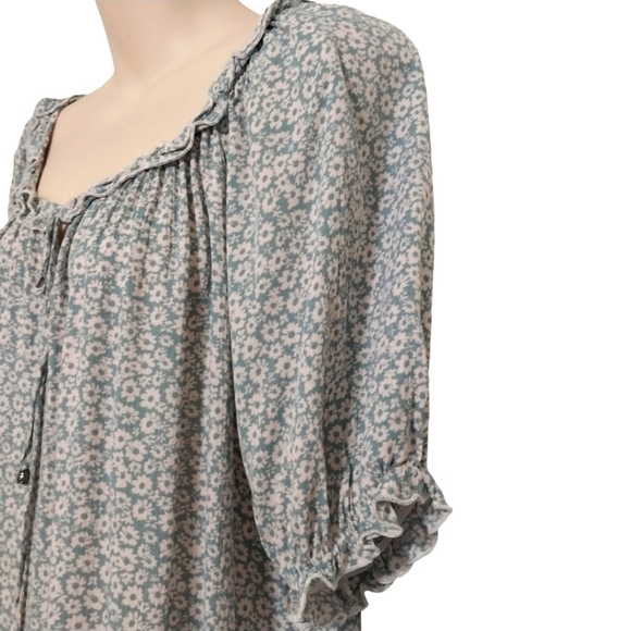 Jolt Floral Peasant Rayon Top Sz L - Picture 3 of 6